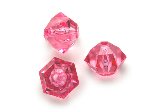 Large acrylic Facetted bead, 20mm, Pink, 10 pcs
