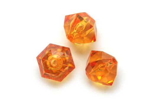 Large acrylic Facetted bead, 20mm, Orange, 10 pcs