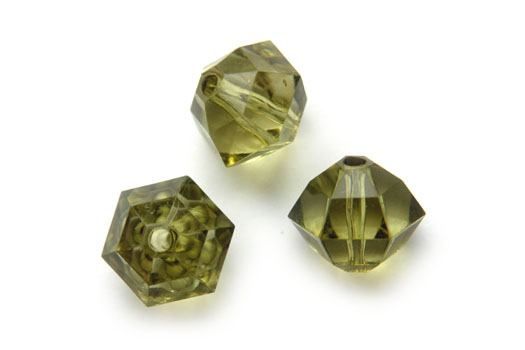 Large acrylic Facetted bead, 20mm, Olive, 10 pcs