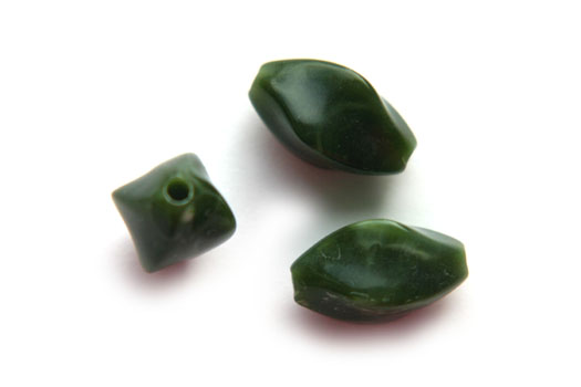 Twisted oval acrylic bead, 17x9mm, Army Green, 100 pcs