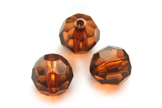 Large round acrylic Facetted bead, 28mm, Brown, 10 pcs