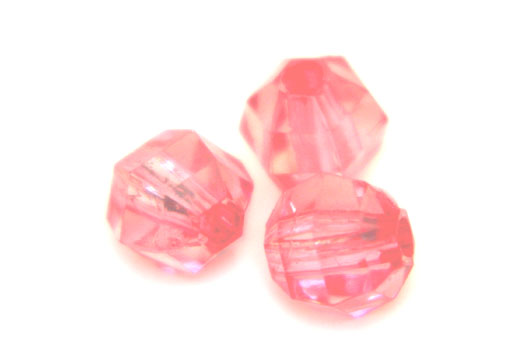 Acrylic Facetted bead, 12mm, Pink, 100 gr