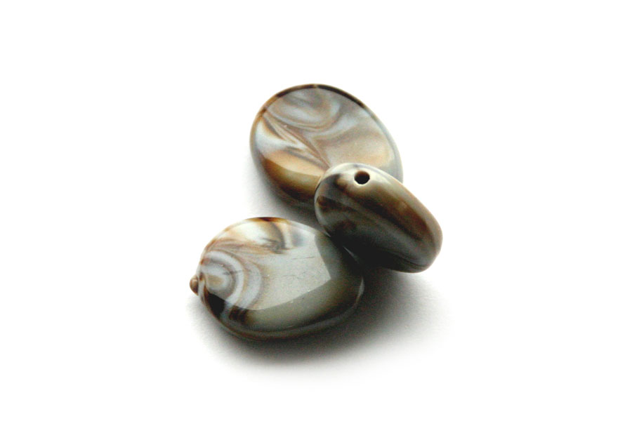 Oval acrylic bead, marbled, 25x18mm, Brown, 50 pcs