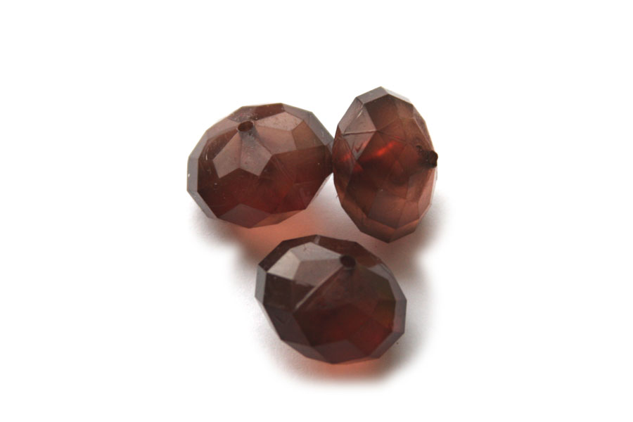 Flat round acrylic Facetted bead, squash, 22x16mm, Brown, 10 pcs