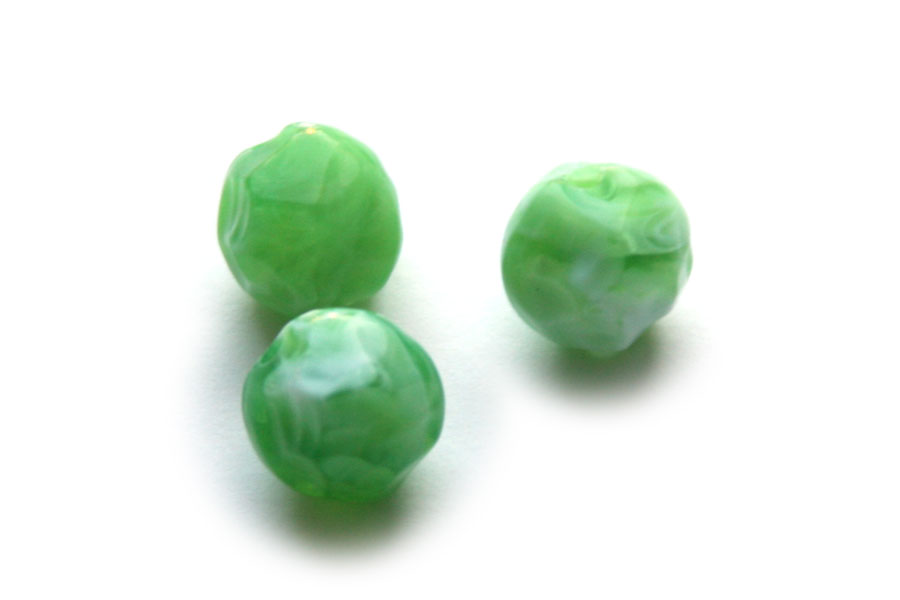 Irregular shaped acrylic bead, 14mm, Light green cloudy, 100 pcs