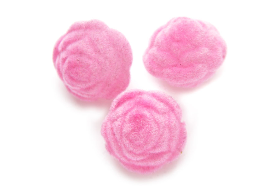 Flower shaped acrylic bead, fluffy, 25x21mm, Pink, 10 pcs