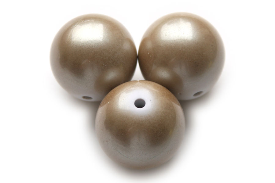 Round acrylic pearl, 28mm, Sand, 5 pcs