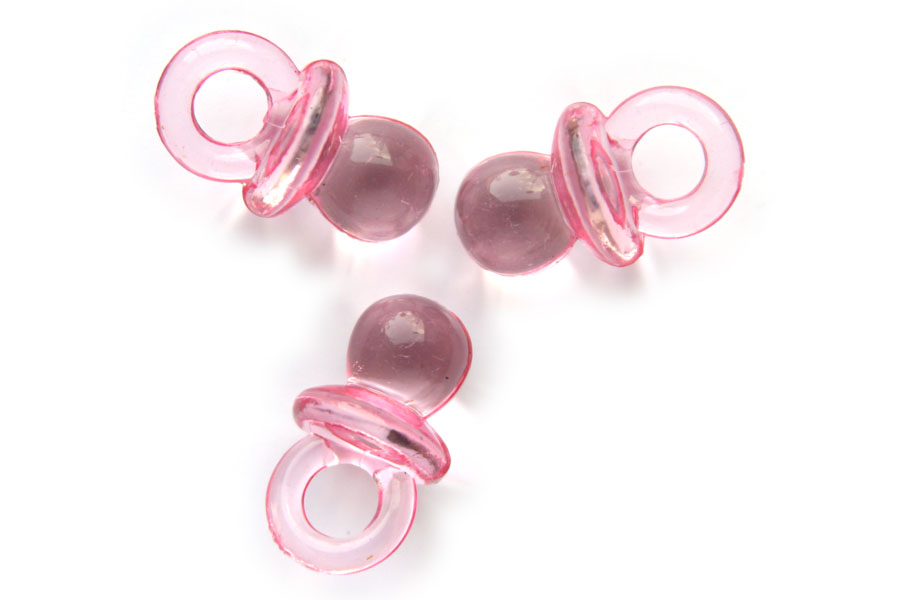 Baby pacifier, Acrylic, 20x12mm, Pink, 50 pcs