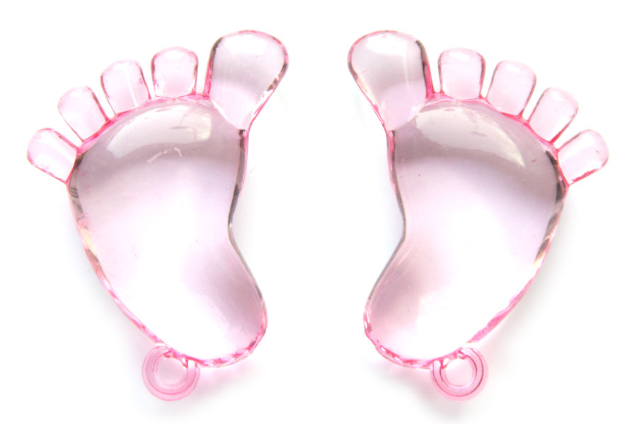 Little foot, Acrylic, 37x32mm, Pink, 10 pcs