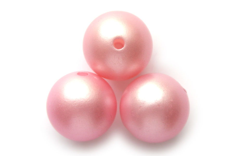 Round acrylic pearl satin finish, 16mm, Pink, 50 pcs