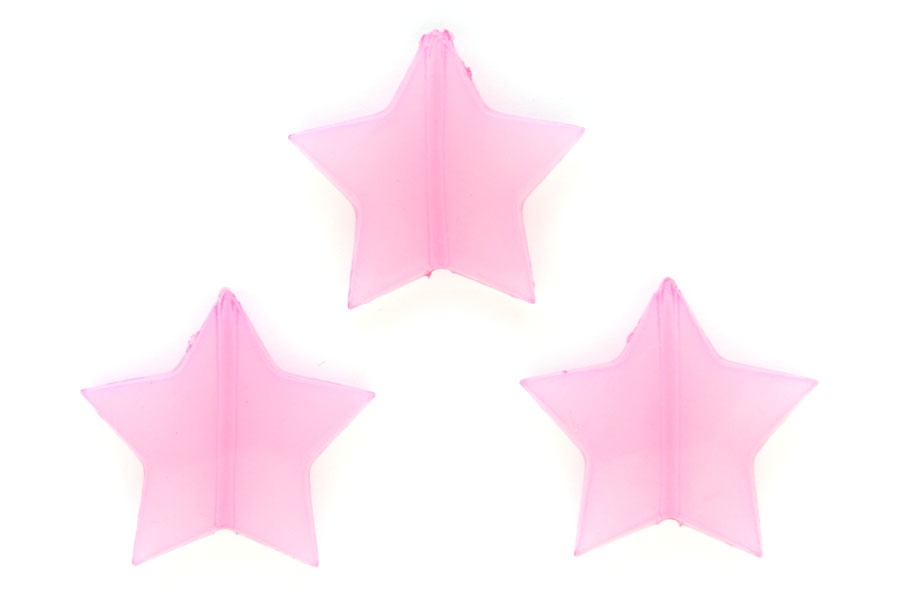 Star, acrylic bead, 30mm, Pink, 20 pcs