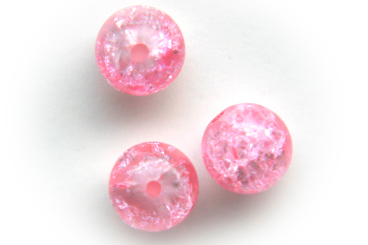 Round crackle bead, 10mm, Pink, 100 pcs