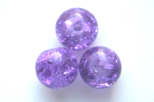 Round crackle bead, 10mm, Purple, 100 pcs