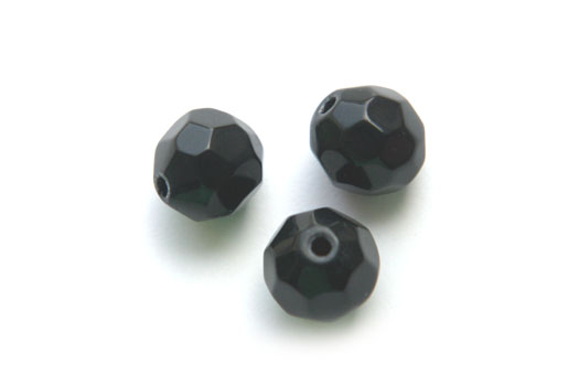 Round Facetted bead, 12mm, Black, 29 pcs