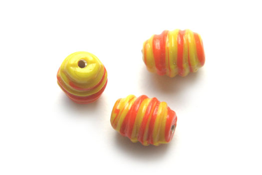Oval bead, Allegria, 12x9mm, Orange / yellow, 25 pc