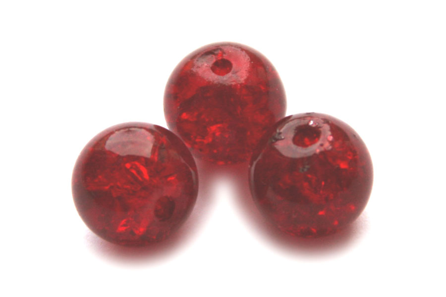 Round crackle bead, 10mm, Red, 100 pcs