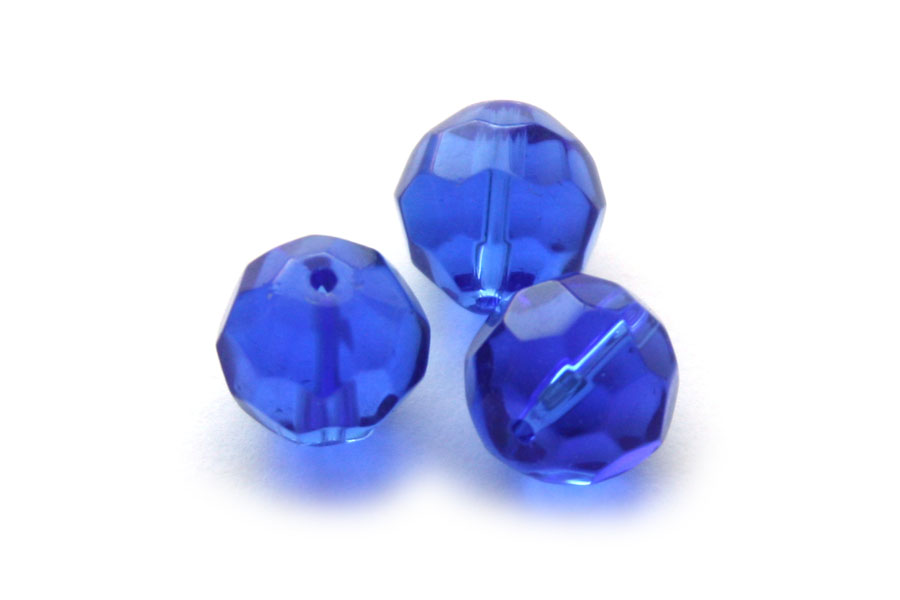 Round Facetted bead, 12mm, Blue, 29 pcs