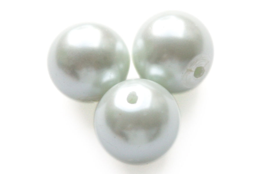 Round glass pearl, 12mm, White, 50 pcs