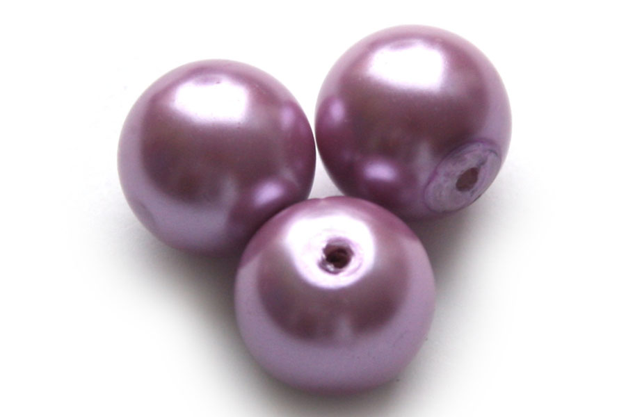 Round glass pearl, 12mm, Lilac, 50 pcs