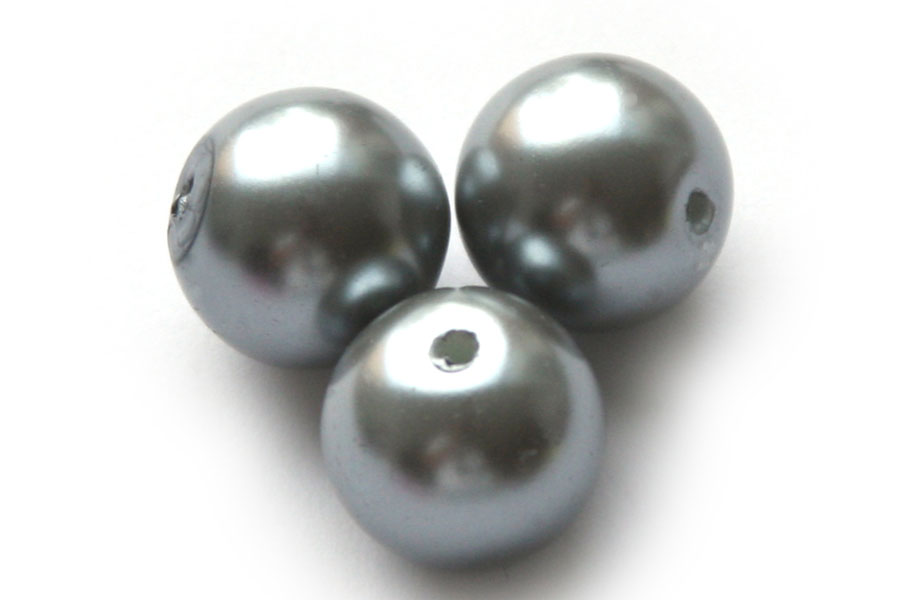 Round glass pearl, 12mm, Grey, 50 pcs