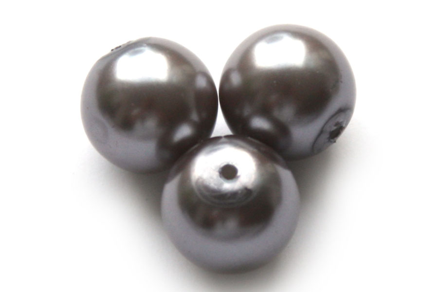 Round glass pearl, 12mm, Taupe, 50 pcs