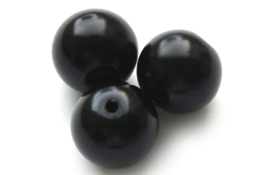 Round glass pearl, 12mm, Black, 50 pcs