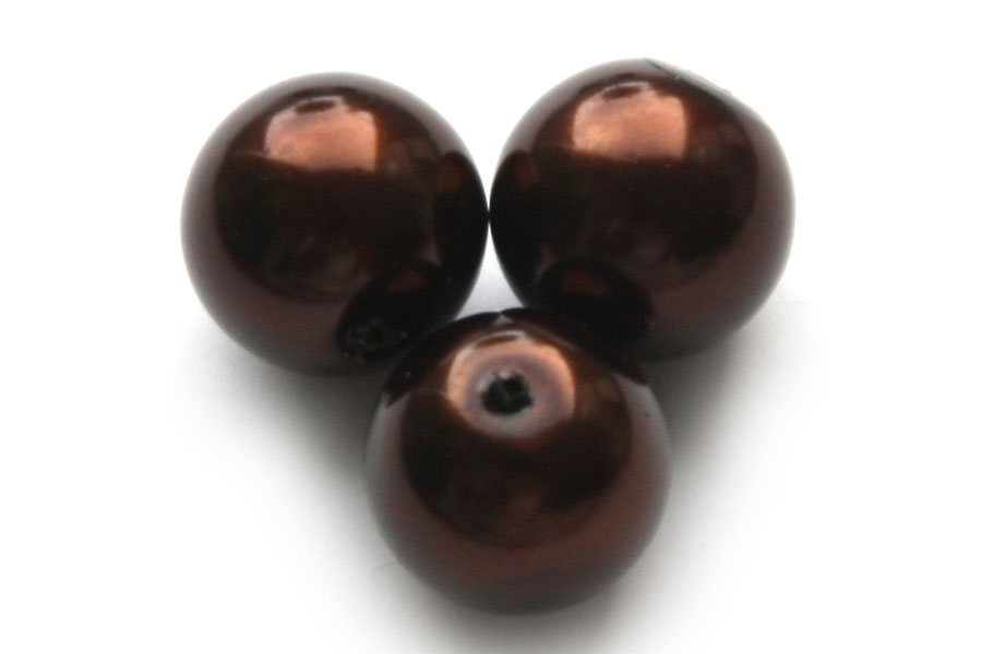 Round glass pearl, 12mm, Dark Brown, 50 pcs