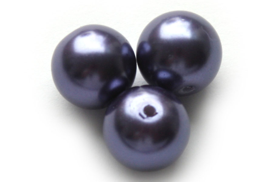 Round glass pearl, 12mm, Purple, 50 pcs