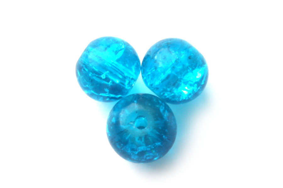 Round crackle bead, 10mm, Bright Turquoise, 100 pcs
