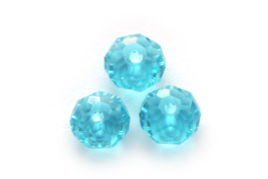 Rondelle kraal, kristal, facet, 4x6mm, Turquoise, 70 st