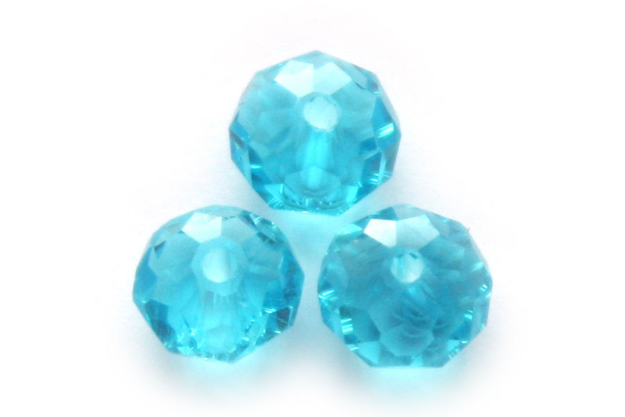 Rondelle kraal, kristal, facet, 6x8mm, Turquoise, 70 st