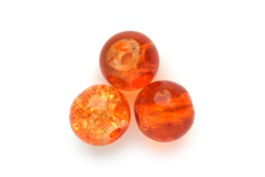 Round crackle bead,  6mm, Orange, 150 pcs
