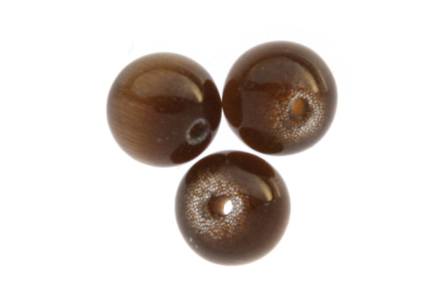 Round cat eye bead,  8mm, Brown, 48 pcs