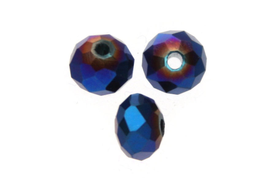 Rondelle kraal, kristal, facet, 4x6mm, Blauw metallic, 70 st