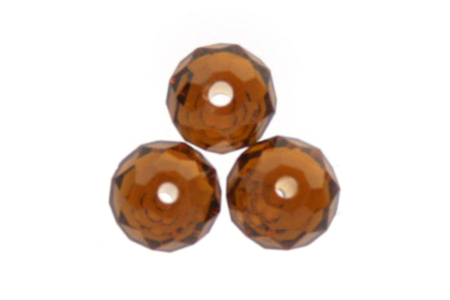 Rondelle bead, crystal, facetted, 4x6mm, Rust Brown, 70 pcs