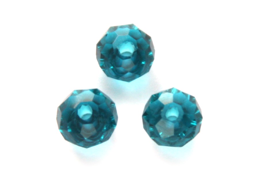 Rondelle bead, crystal, facetted, 4x6mm, Dark Sea Green, 70 pcs