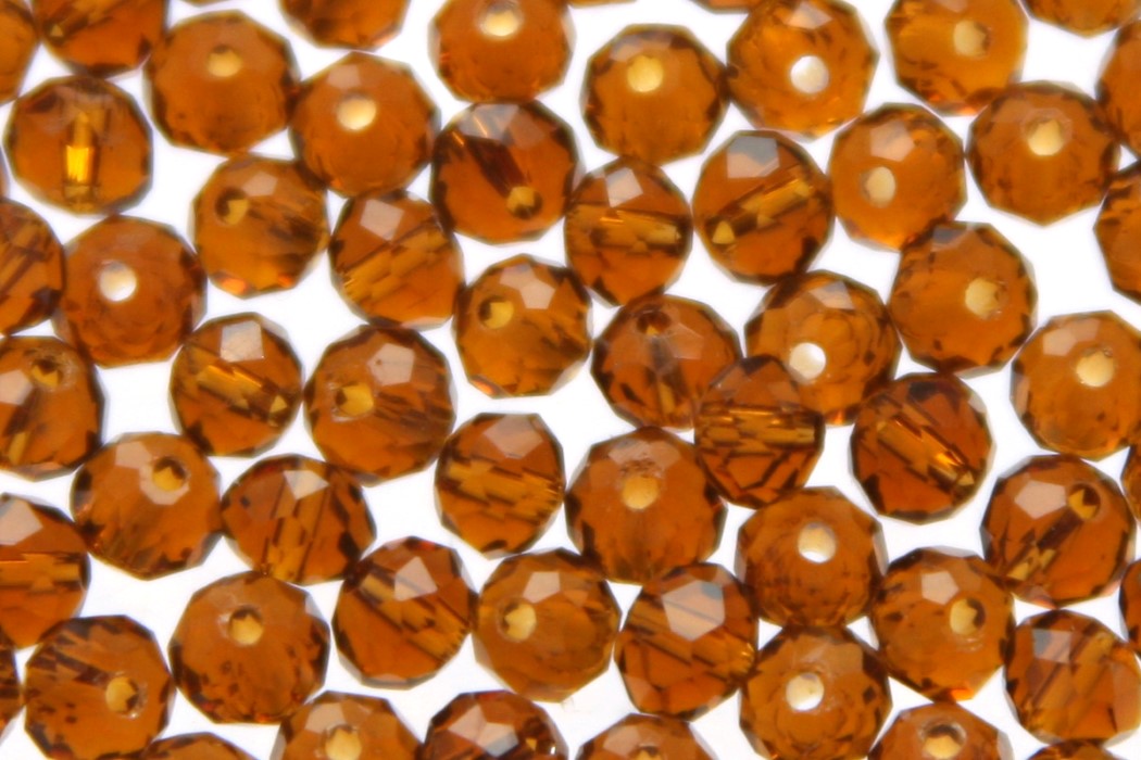 Rondelle bead, crystal, facetted, 3x4mm, Brown, 90 pcs