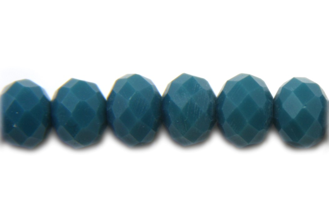 Rondelle bead, crystal, facetted, 4x6mm, Petrol, opaque, 70 pcs