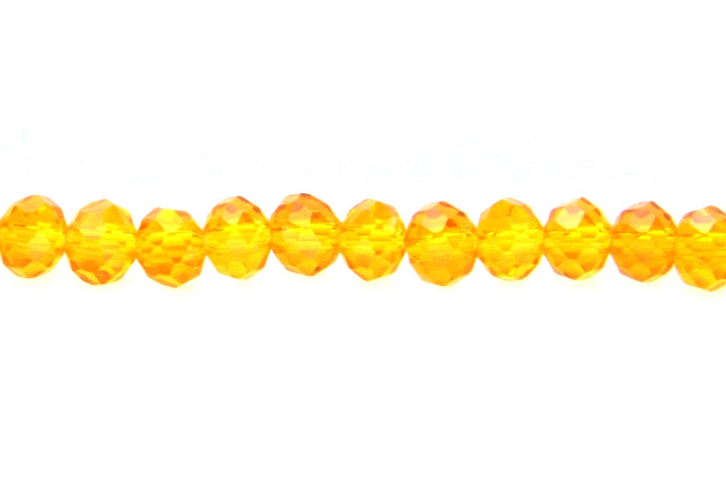 Rondelle bead, crystal, facetted, 4x3mm, Orange, 90 pcs