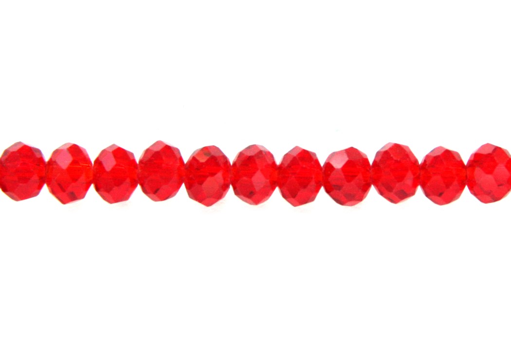 Rondelle bead, crystal, facetted, 4x3mm, Red, 90 pcs