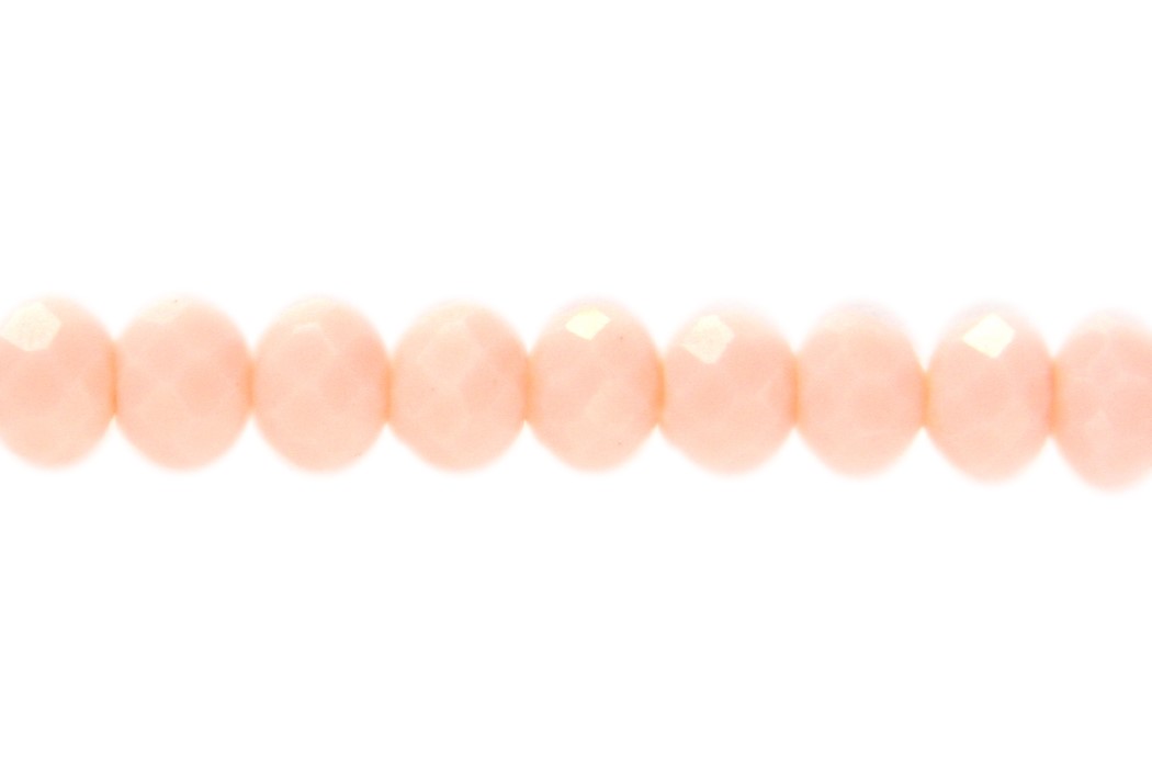 Rondelle bead, crystal, facetted, 4x3mm, Light peach, 90 pcs