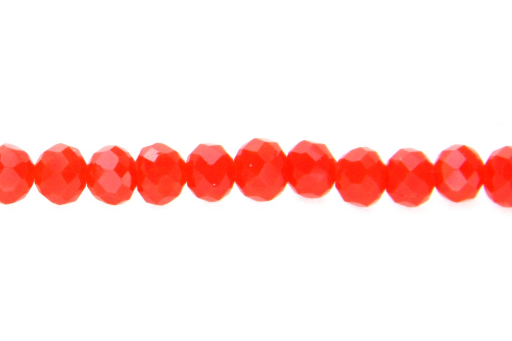 Rondelle bead, crystal, facetted, 4x3mm, Orange Red, 90 pcs