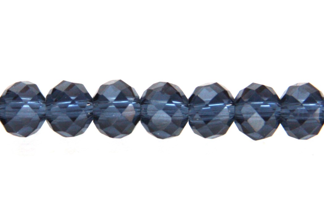 Rondelle kraal, kristal, facet, 6x4mm, Pruisisch blauw, 70 st