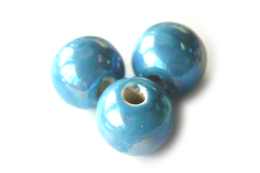 Round ceramics mega gloss bead, 24mm, Turquoise, 10 pcs
