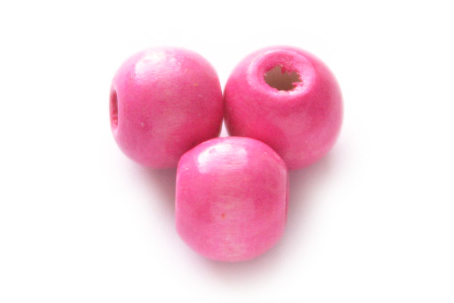 Round wooden bead, 10mm, Pink, 100 pcs