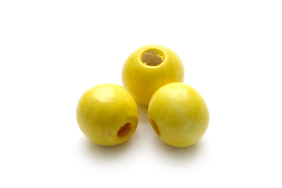 Round wooden bead, 10mm, Yellow, 100 pcs