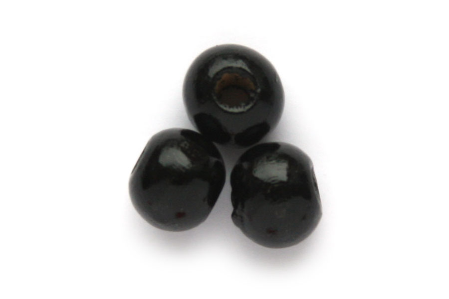 Round wooden bead,  8mm, Black, 150 pcs