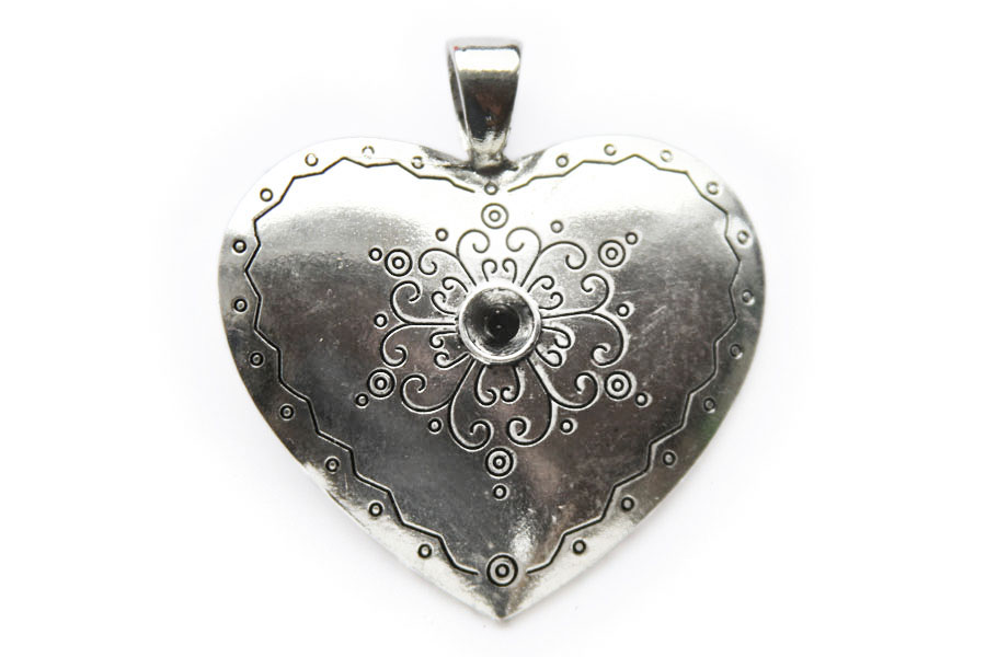 Heart shaped MEGA LARGE metal pendant, 71x70mm, 1 pc