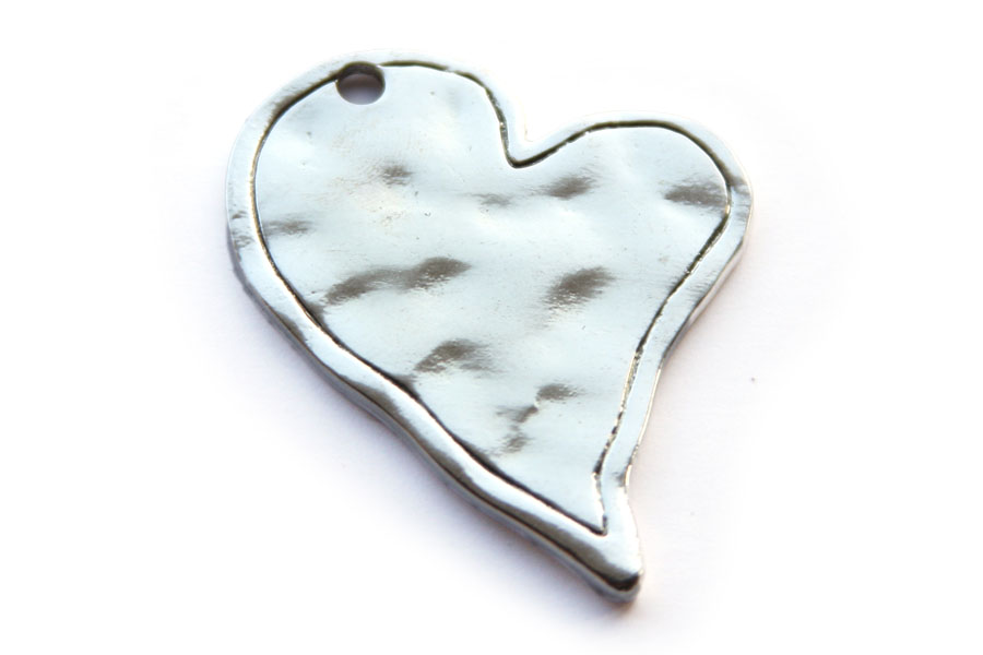 Metal heart, irregular shape, 35x45mm, 2 pcs