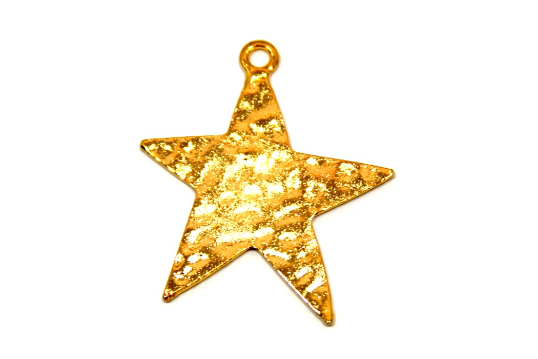 Star, large pendant, metal, 37x33,5mm, Gold, 5 pcs